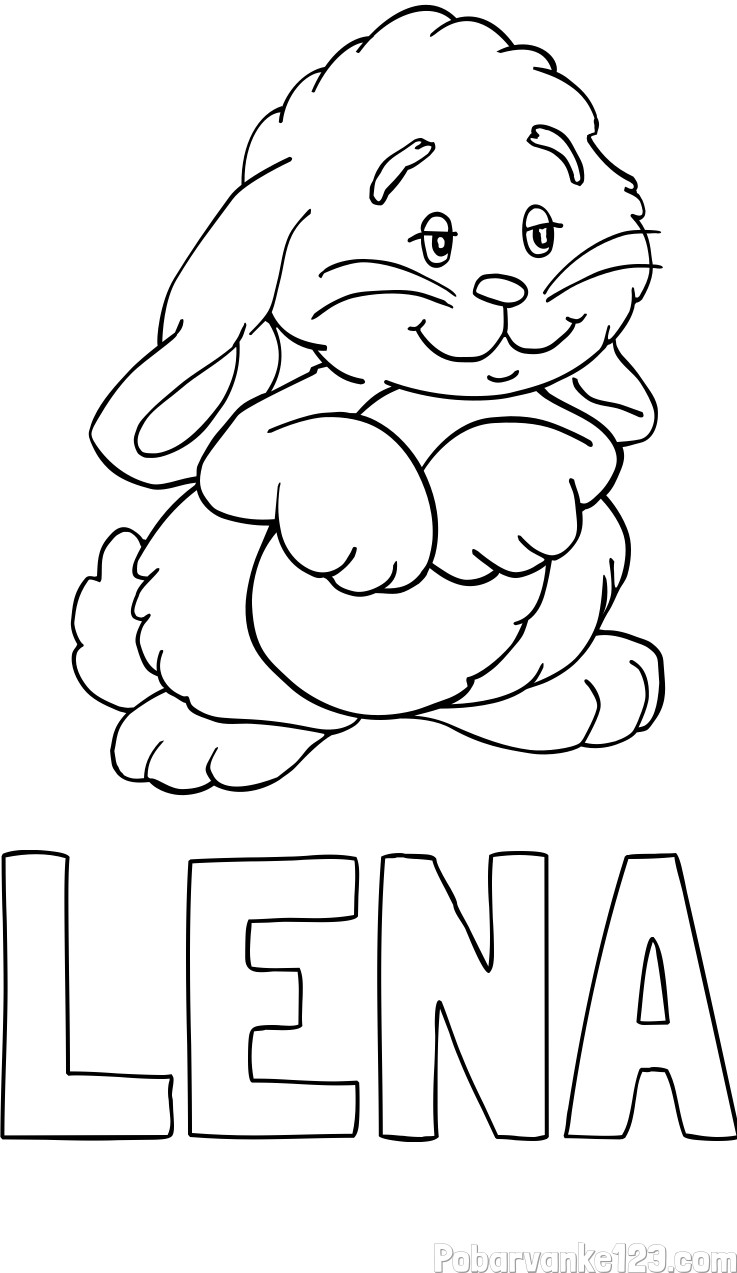 Pobarvanka imena LENA TER ZAJČKA