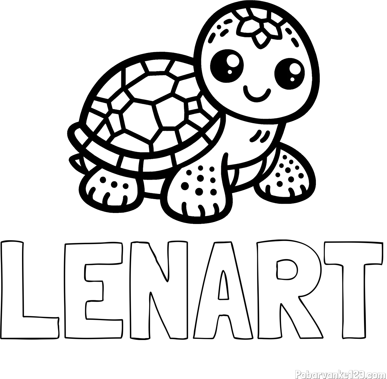 Pobarvanka imena LENART in otroška pobarvanka želve