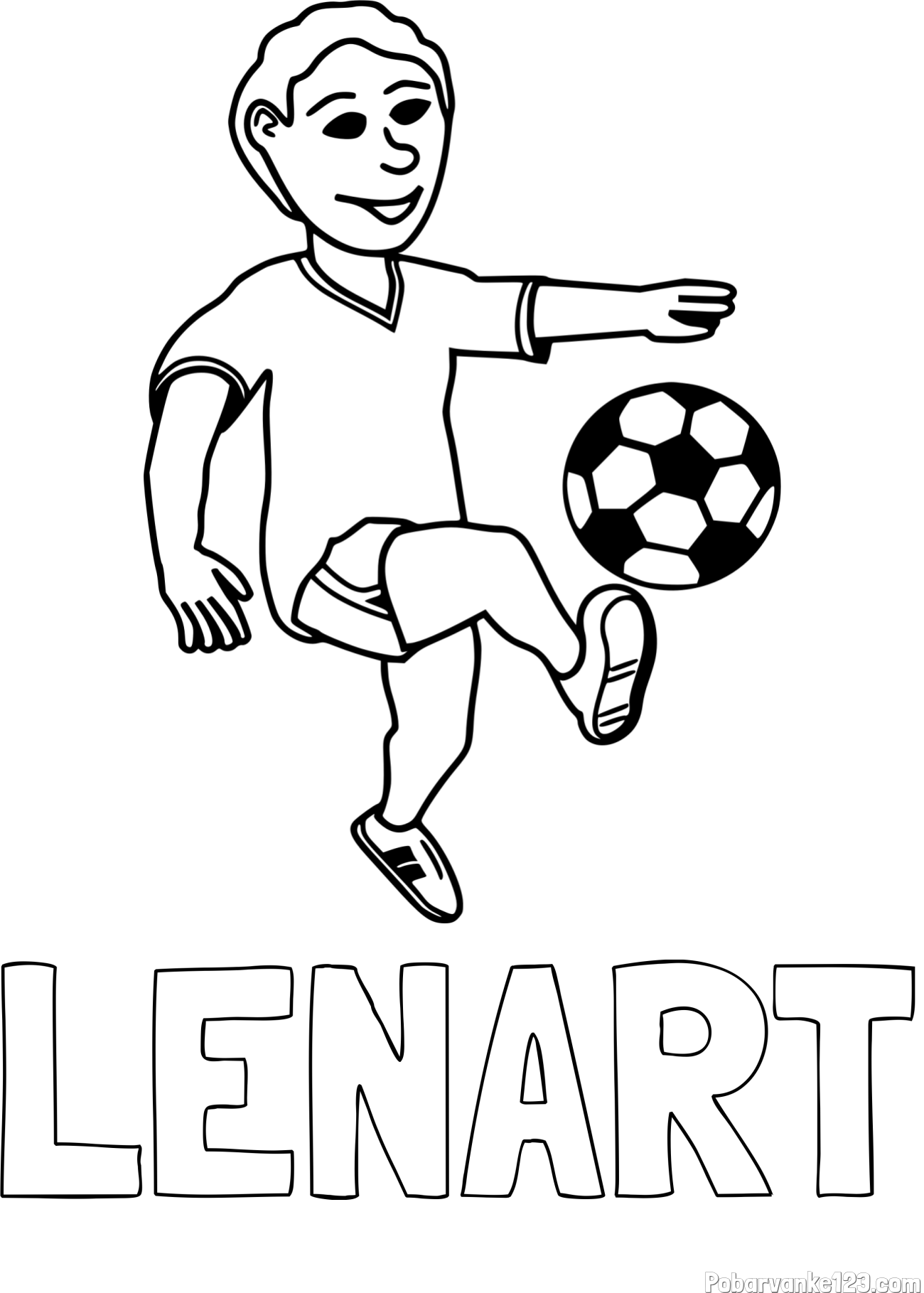 Pobarvanka imena LENART in pobarvanka nogometaša, ki brca žogo