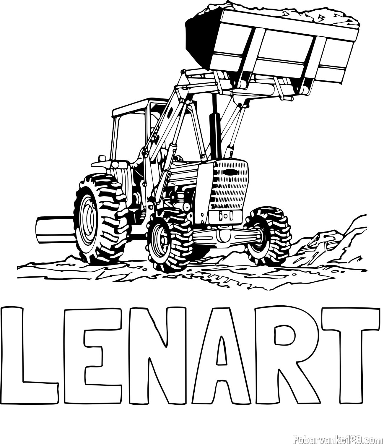 Pobarvanka imena LENART in pobarvanka traktorja