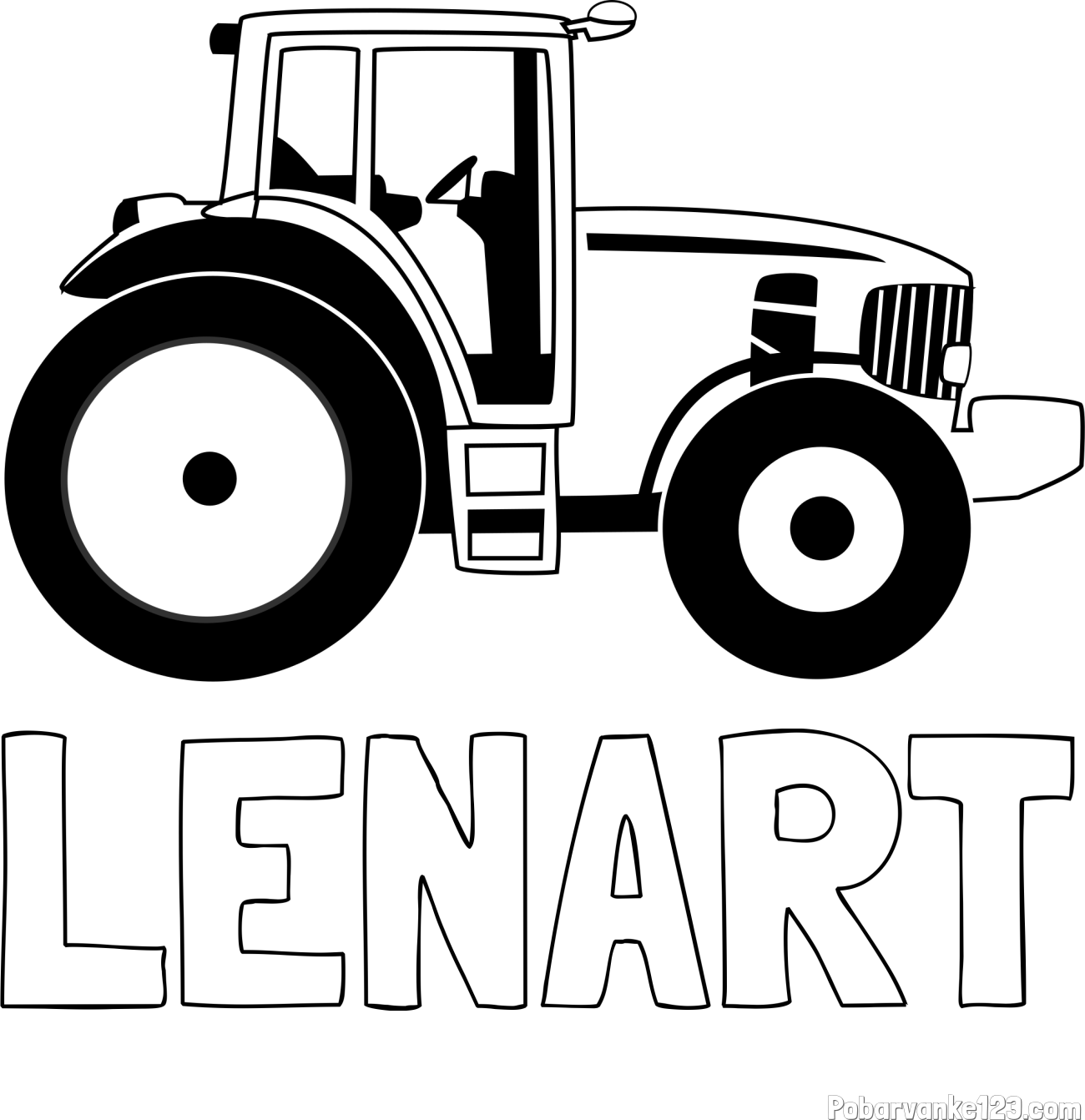 Pobarvanka imena LENART in pobarvanka velikega in zmogljivega traktorja