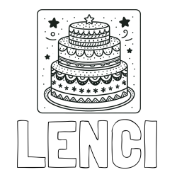 Online izdelana pobarvanka - Pobarvanka imena LENČI in pobarvanka slastne torte