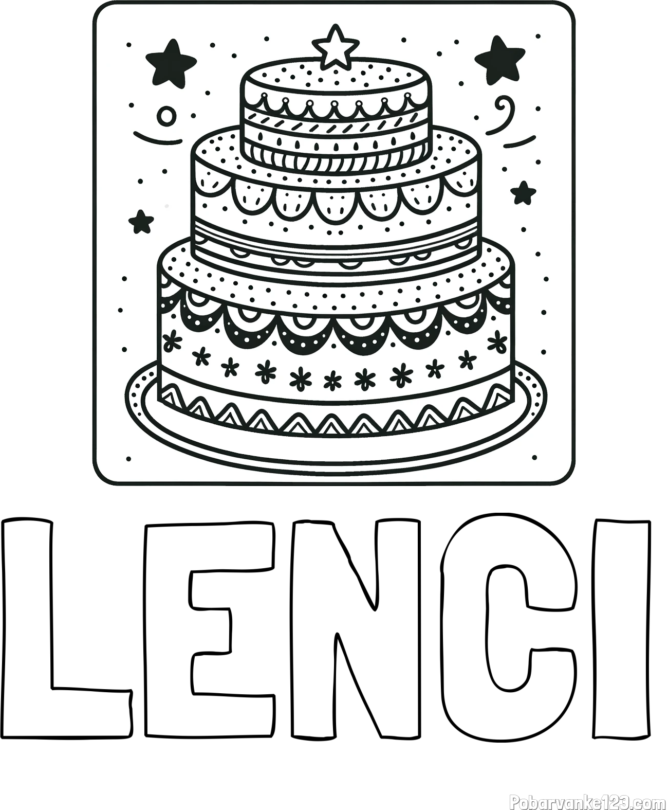 Pobarvanka imena LENČI in pobarvanka slastne torte