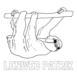 Online izdelana pobarvanka - Pobarvanka imena LENIVEC PATRIK in pobarvanka lenivca