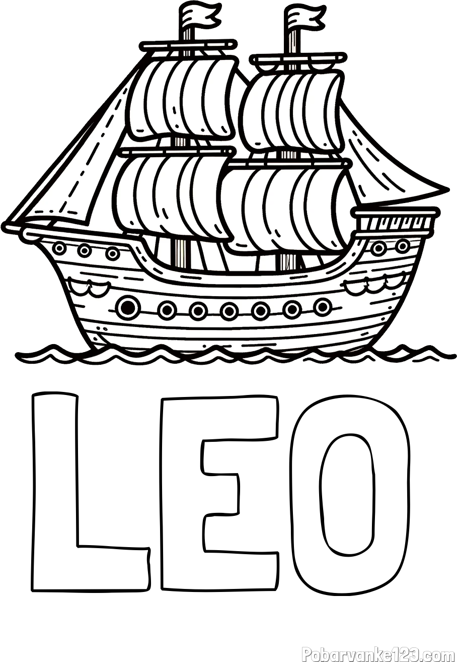 Pobarvanka imena LEO in otroška pobarvanka ladje