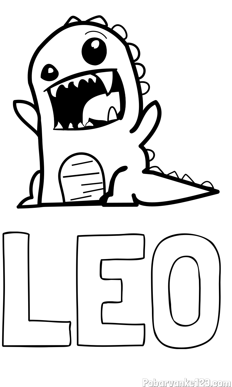 Pobarvanka imena LEO in pobarvanka strašnega dinozavra