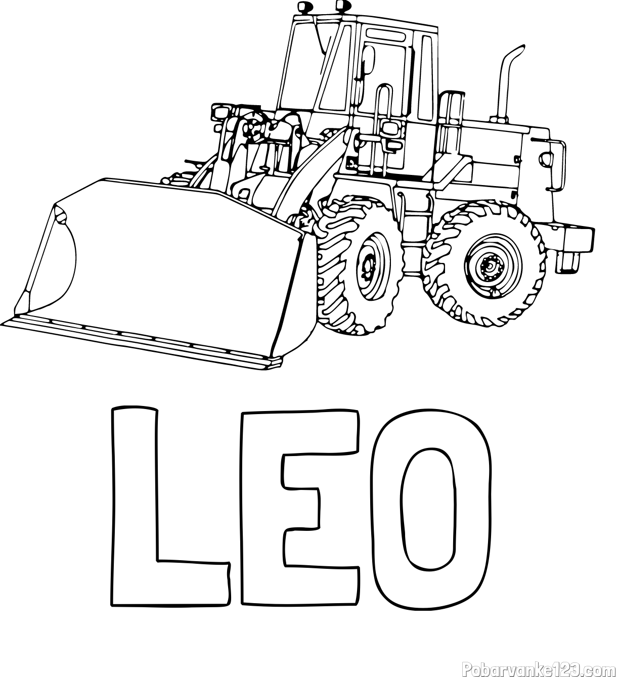 Pobarvanka imena LEO in pobarvanka velikega bagra