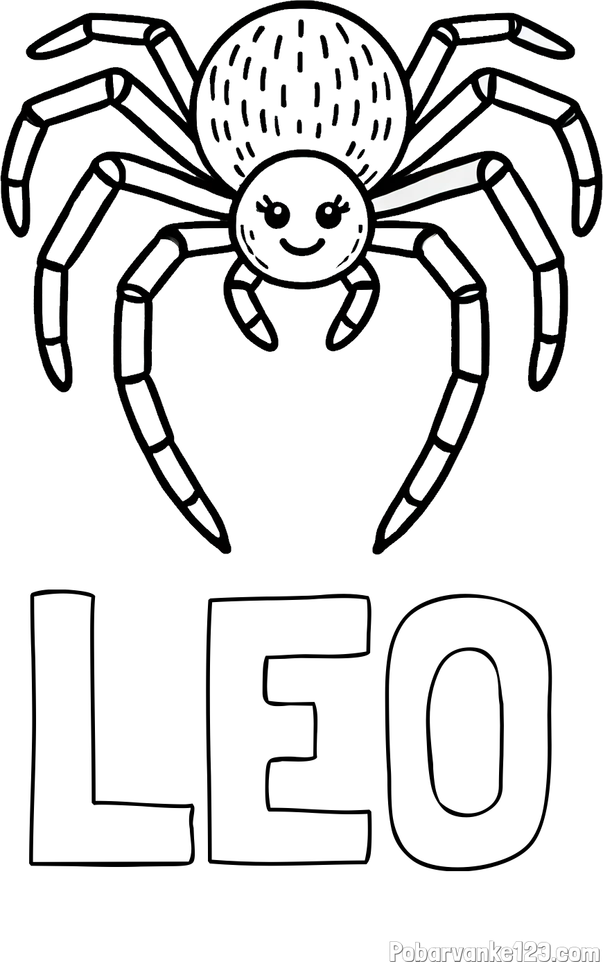 Pobarvanka imena LEO in pobarvanka veselega pajka
