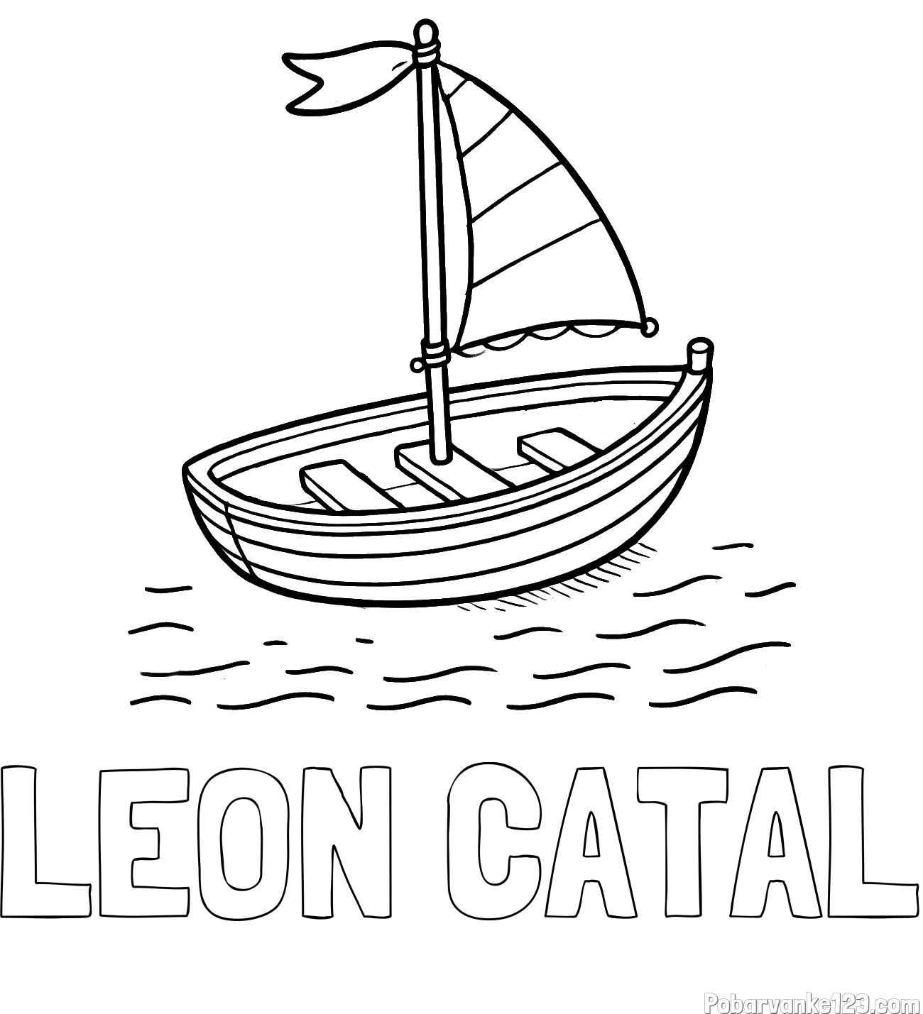 Pobarvanka imena LEON CATAL in preprosta pobarvanka ladjice