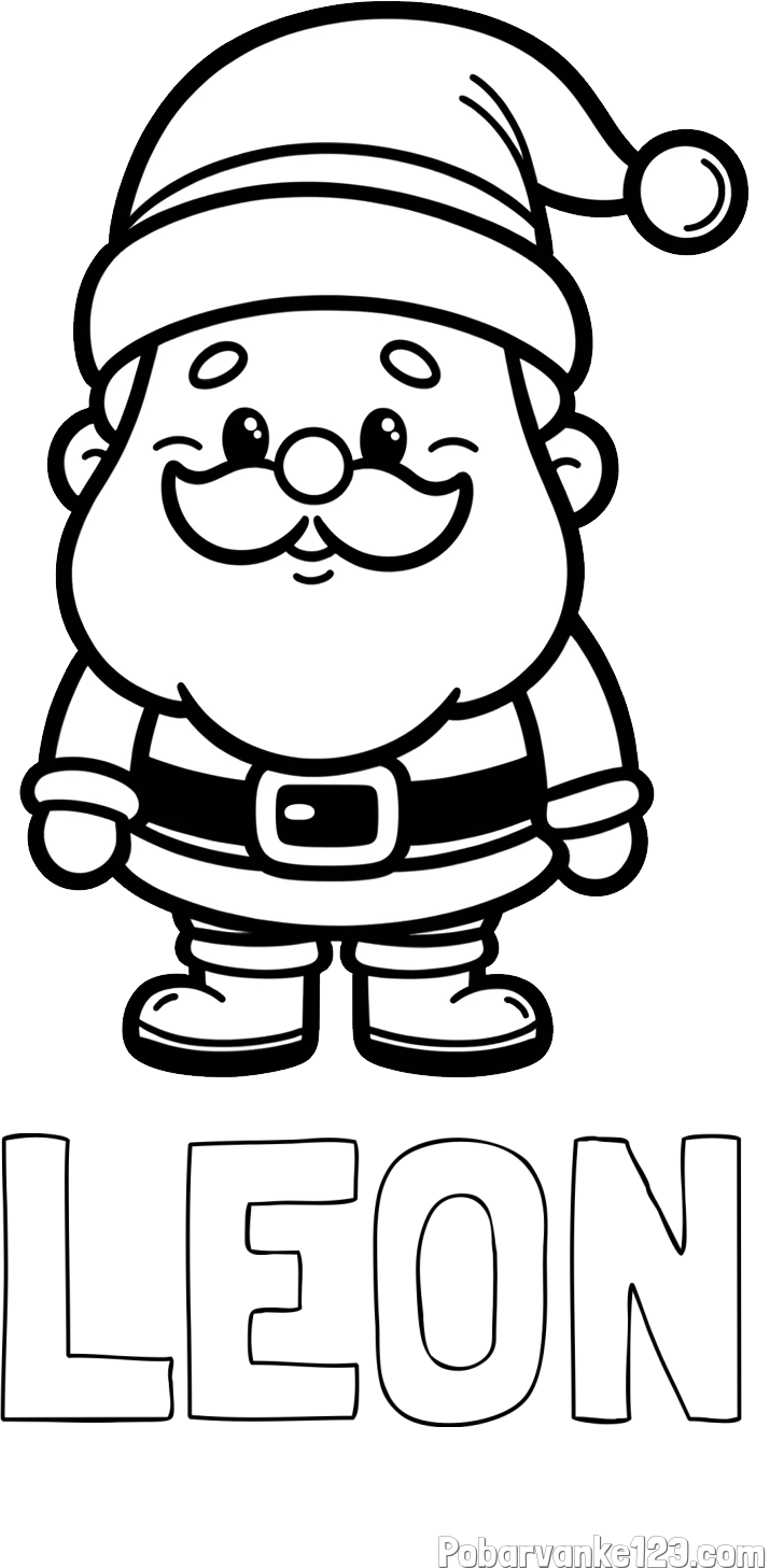Pobarvanka imena LEON in otroška pobarvanka Božička
