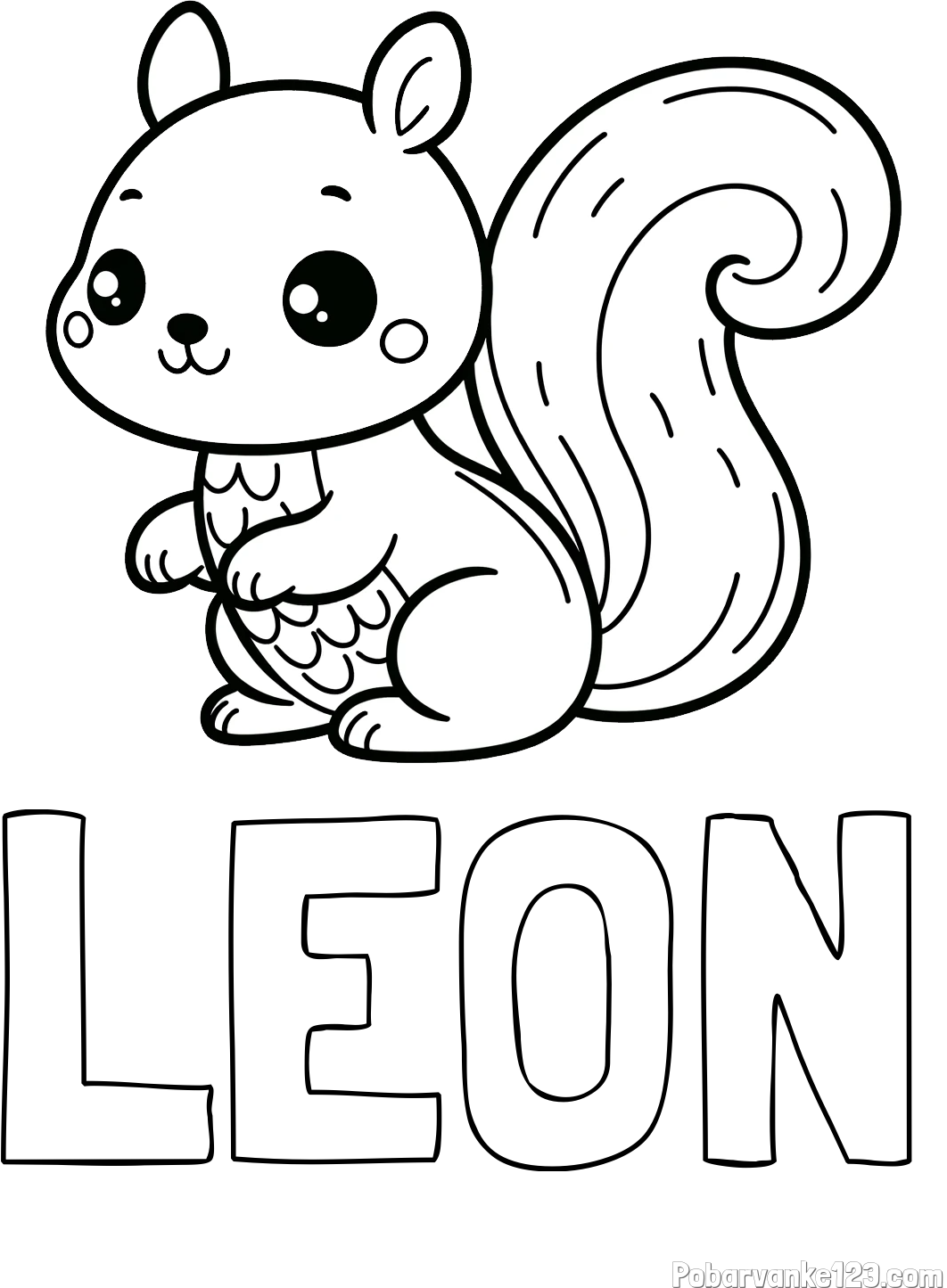 Pobarvanka imena LEON in pobarvanka ljubke veverice