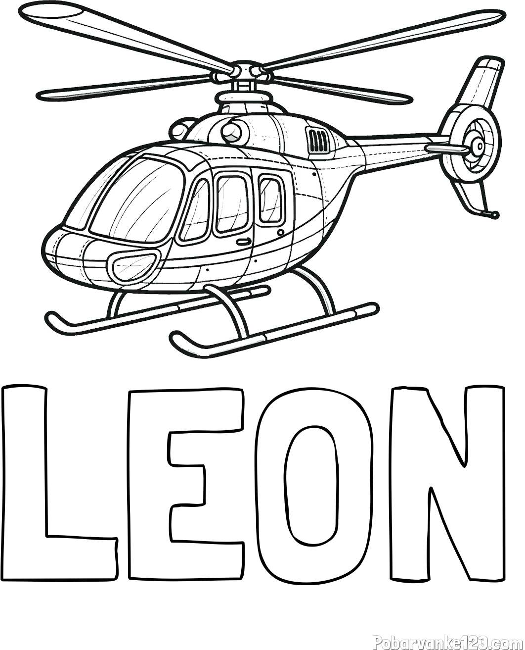 Pobarvanka imena LEON in pobarvanka sodobnega helikopterja