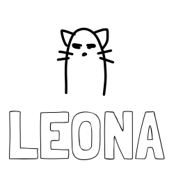 Online izdelana pobarvanka - Pobarvanka imena LEONA in luštkana mačka