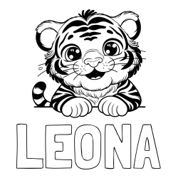 Online izdelana pobarvanka - Pobarvanka imena LEONA in pobarvanka tigrček