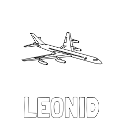 Online izdelana pobarvanka - Pobarvanka imena LEONID in potniško letalo