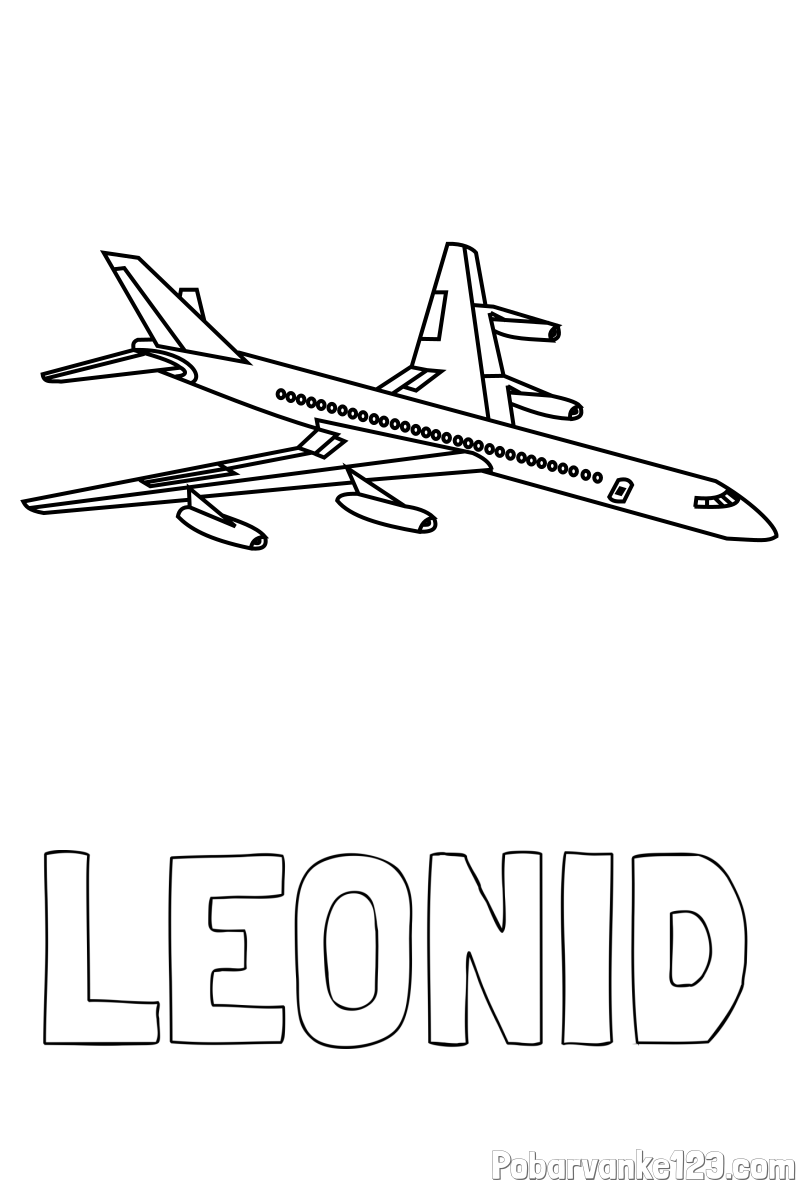 Pobarvanka imena LEONID in potniško letalo