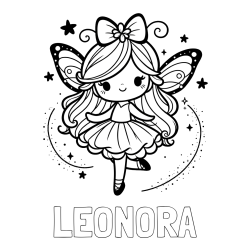 Online izdelana pobarvanka - Pobarvanka imena LEONORA in ljubka čarobna vila