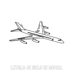 Online izdelana pobarvanka - Pobarvanka imena LETALO JE BELO IN MODRO. in potniško letalo