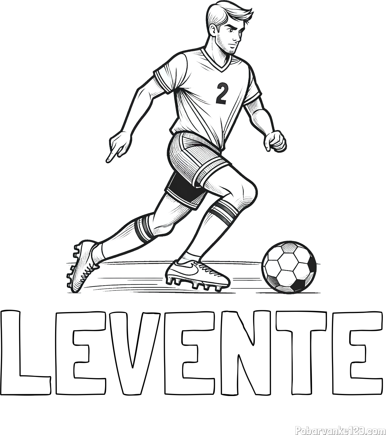 Pobarvanka imena LEVENTE in pobarvanka nogometaša