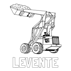 Online izdelana pobarvanka - Pobarvanka imena LEVENTE in pobarvanka velikega traktorja