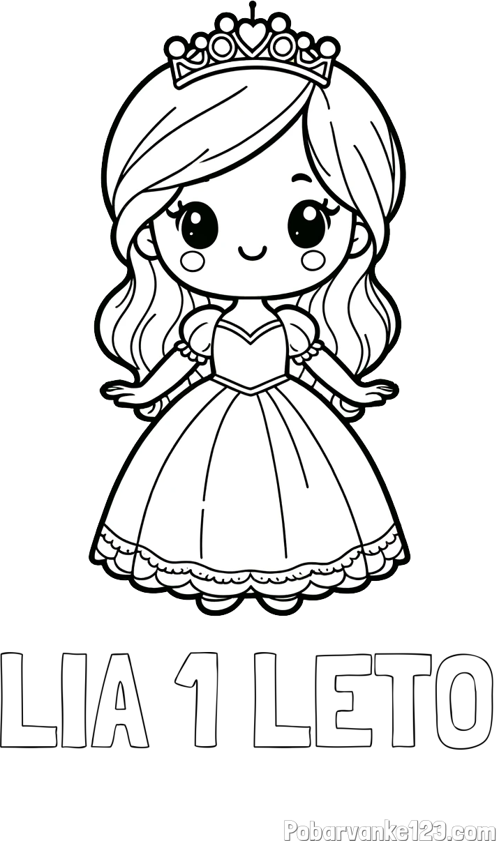 Pobarvanka imena LIA 1 LETO in pobarvanka ljubke princeske