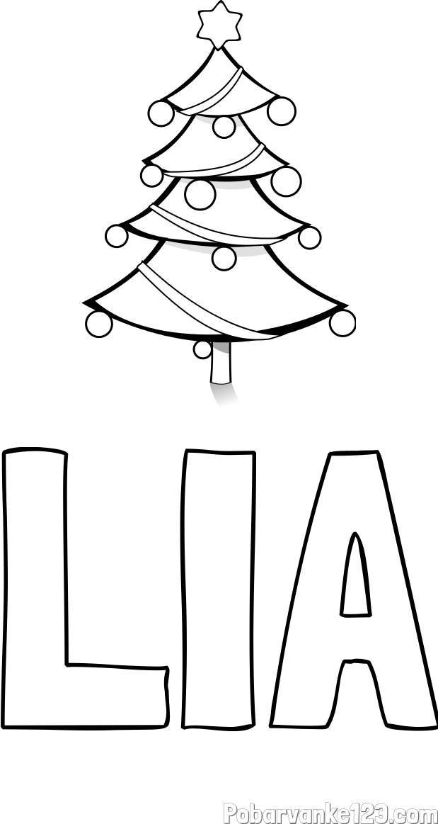 Pobarvanka imena LIA in božična smreka