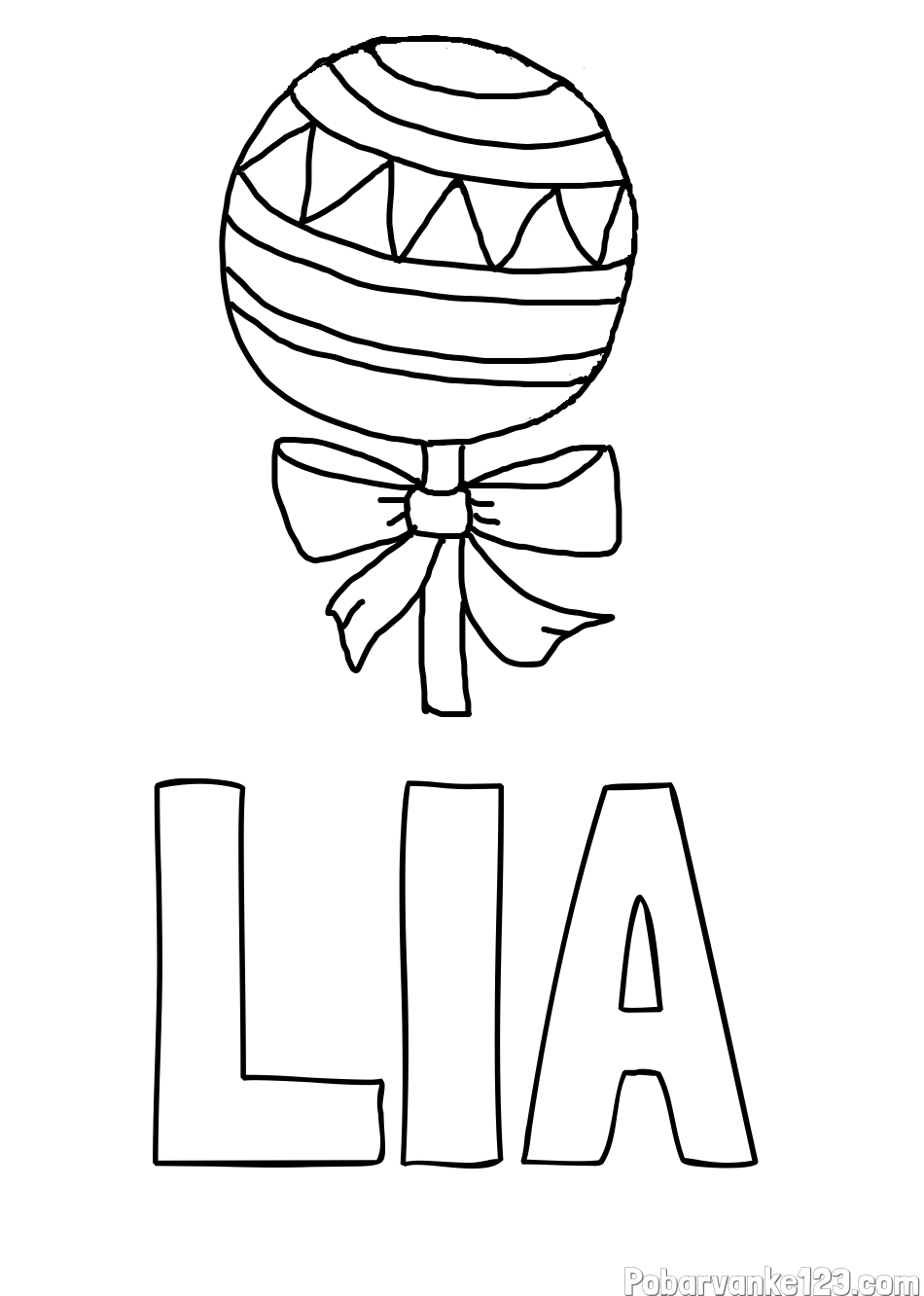 Pobarvanka imena LIA in lollipop
