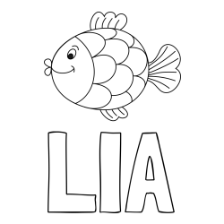 Online izdelana pobarvanka - Pobarvanka imena LIA in pobarvanka ribice