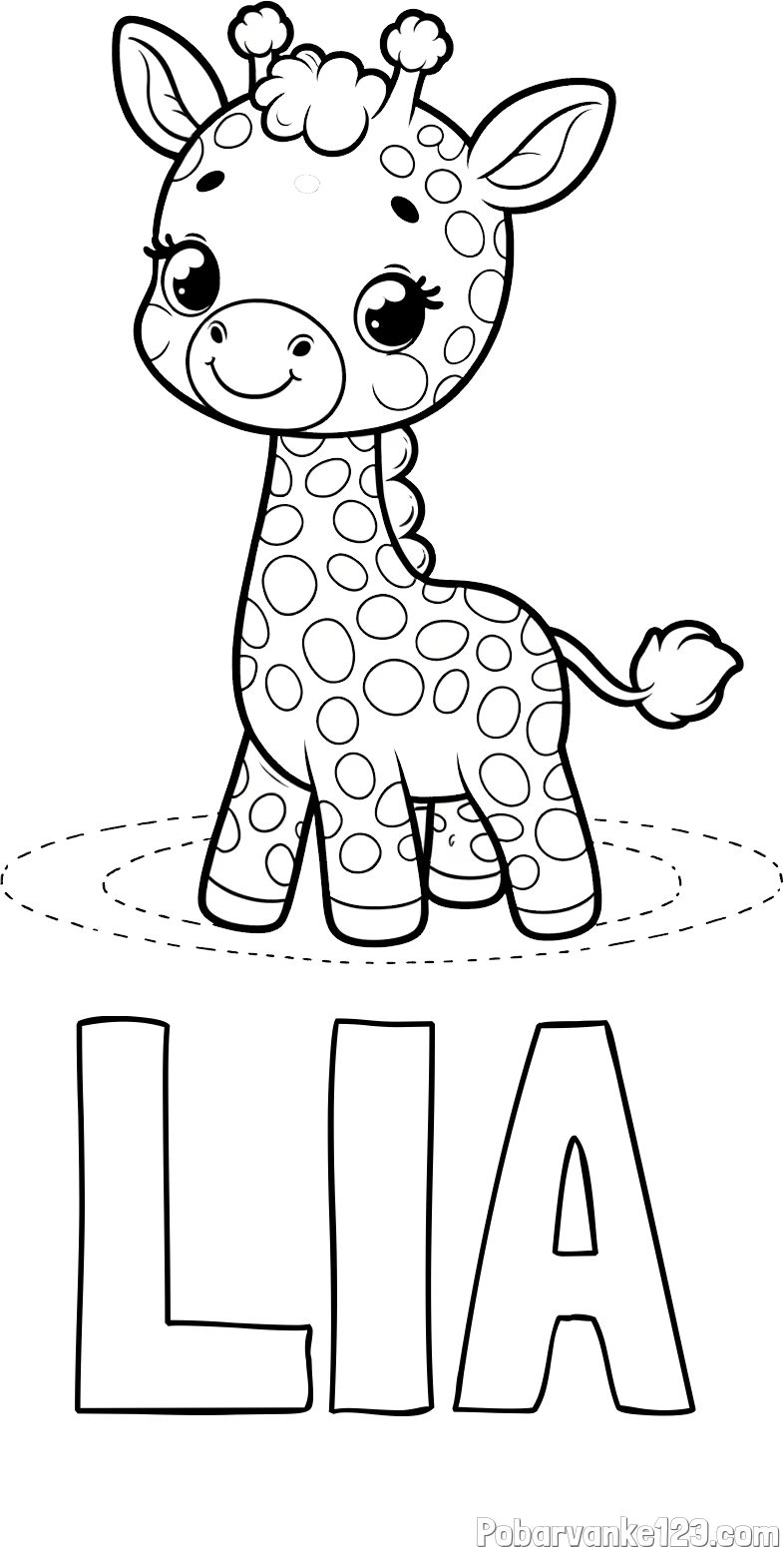 Pobarvanka imena LIA in pobarvanka žirafe