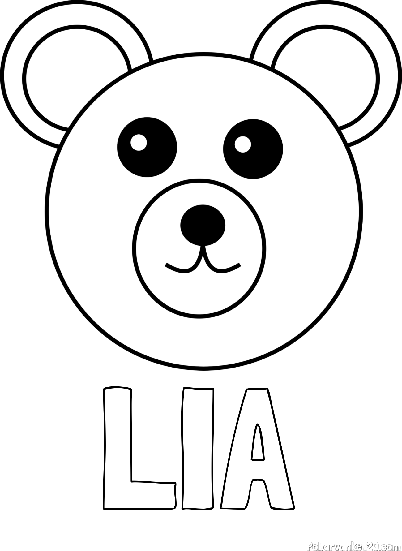 Pobarvanka imena LIA in preprosta pobarvanka medvedka