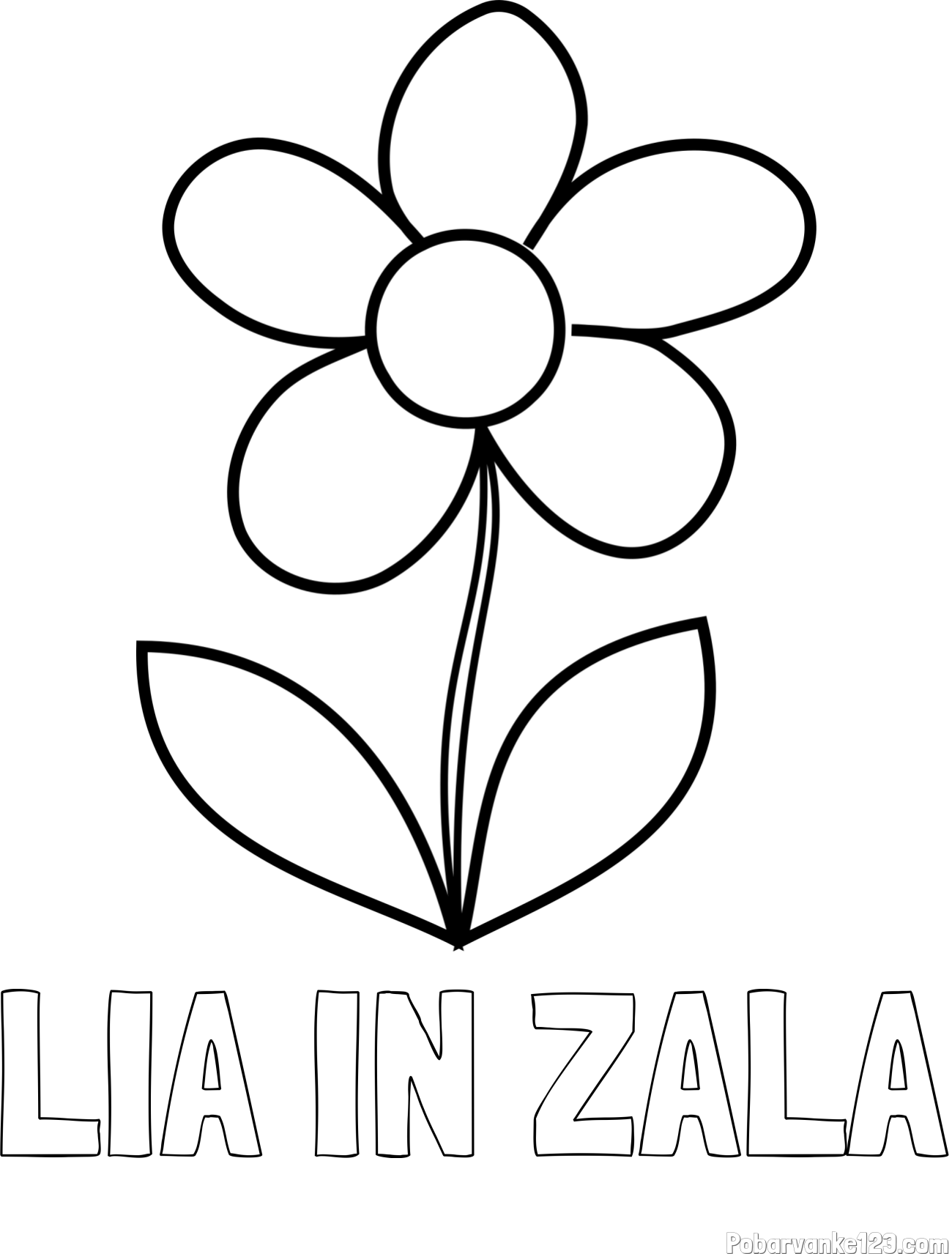 Pobarvanka imena LIA IN ZALA in otroška pobarvanka rože