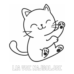 Online izdelana pobarvanka - Pobarvanka imena LIA VSE NAJBOLJŠE in pobarvanka razigranega mucka