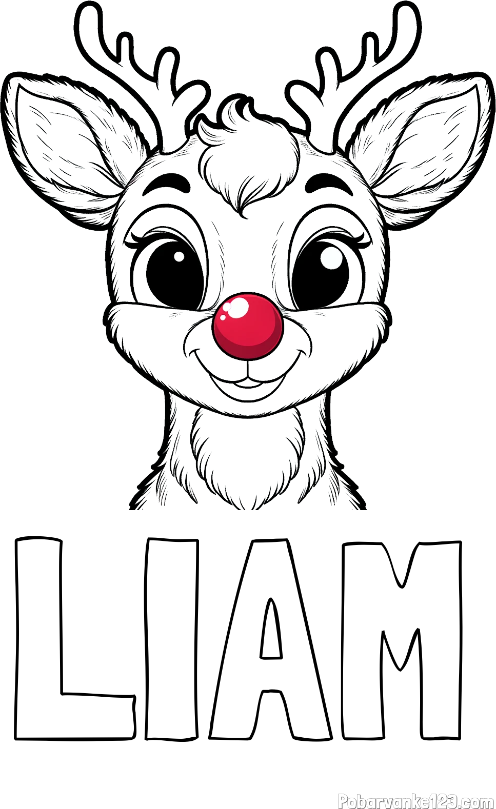 Pobarvanka imena LIAM in otroška pobarvanka simpatičnega jelenčka Rudolfa