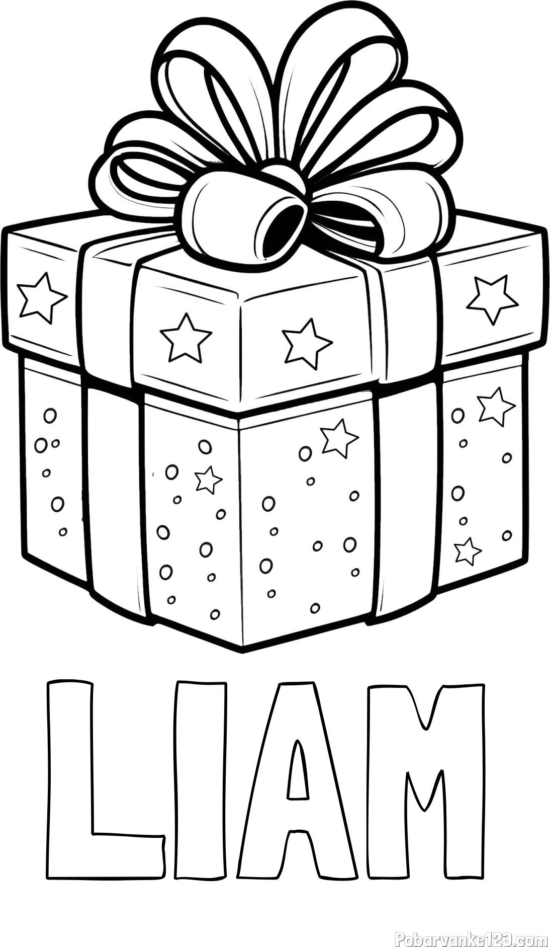 Pobarvanka imena LIAM in pobarvanka božičnega darila