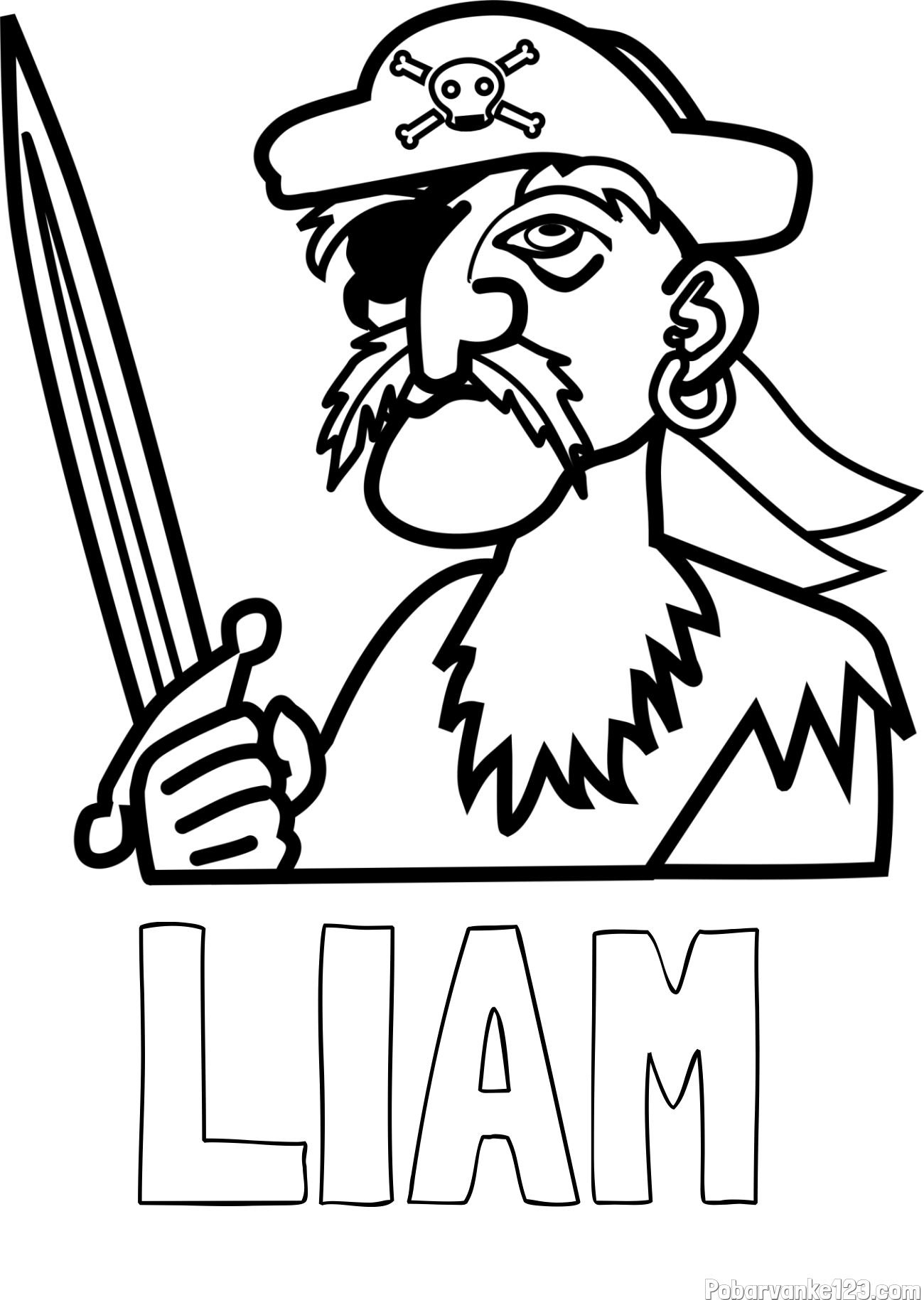Pobarvanka imena LIAM in pobarvanka gusarja s kljukastim nosom