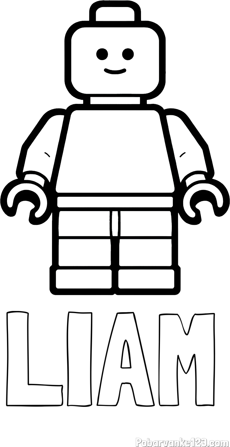 Pobarvanka imena LIAM in pobarvanka LEGO figurice fanta