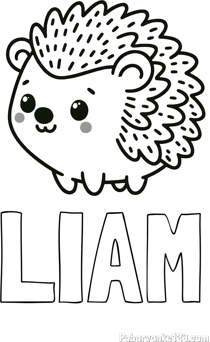 Pobarvanka imena LIAM in pobarvanka ljubkega ježka