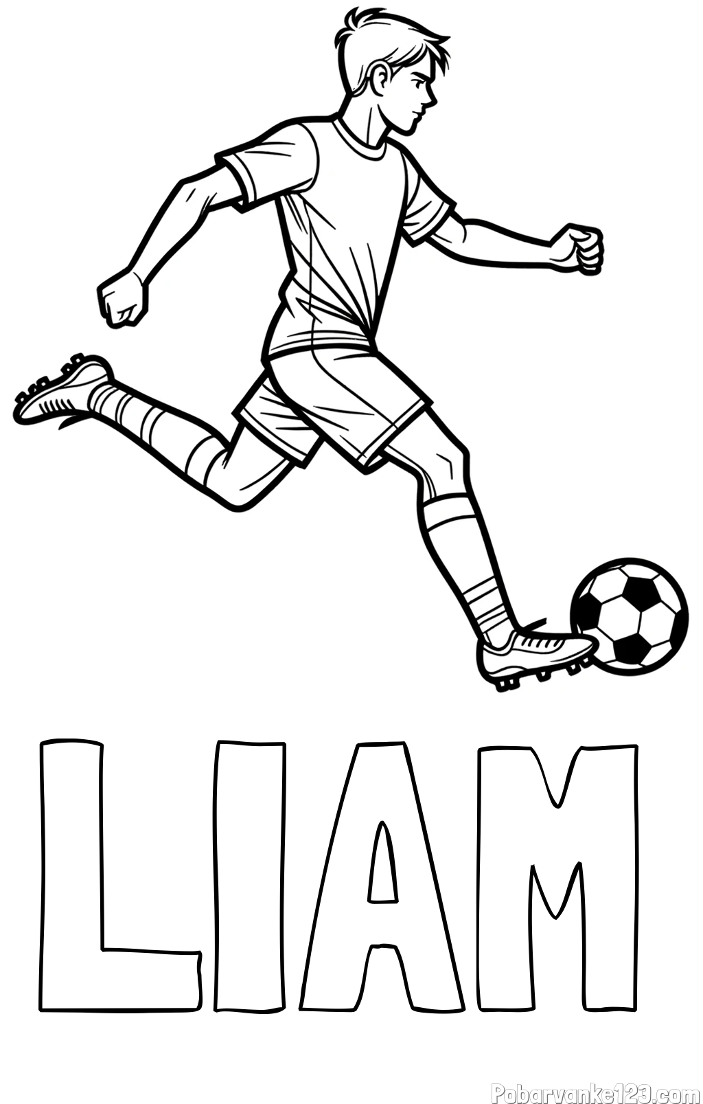 Pobarvanka imena LIAM in pobarvanka nogometaša v napadu