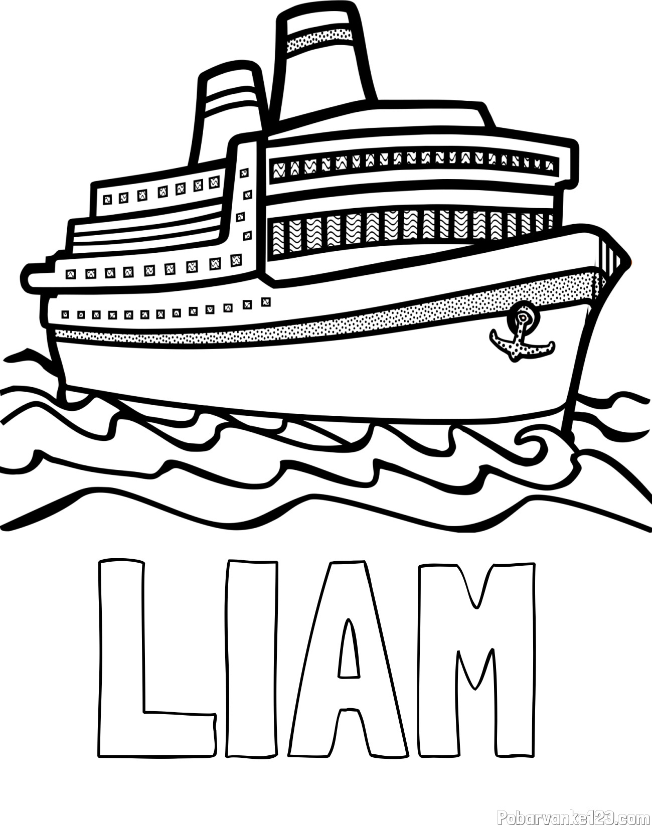 Pobarvanka imena LIAM in pobarvanka velike potniške ladje