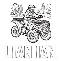 Online izdelana pobarvanka - Pobarvanka imena LIAN IAN in pobarvanka motorista na štirikolesniku