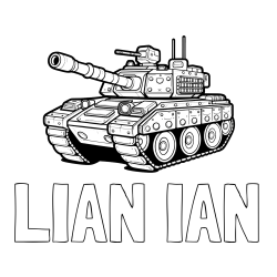 Online izdelana pobarvanka - Pobarvanka imena LIAN IAN in pobarvanka tanka