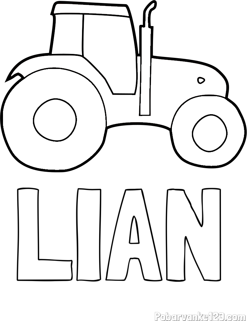 Pobarvanka imena LIAN in otroška pobarvanka traktorja