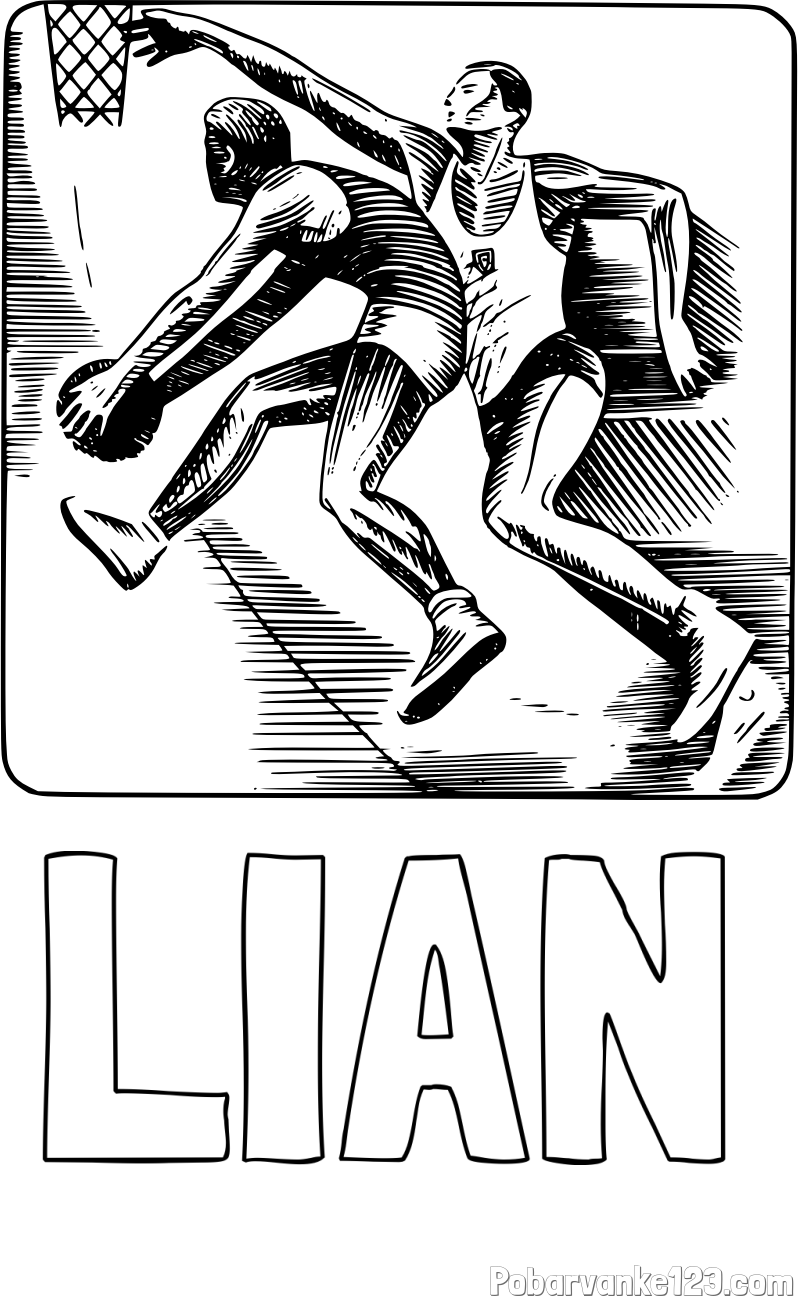 Pobarvanka imena LIAN in pobarvanka dveh košarkarjev med igro