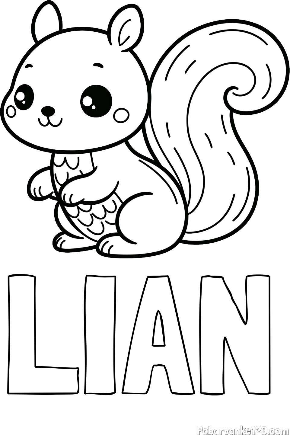 Pobarvanka imena LIAN in pobarvanka ljubke veverice