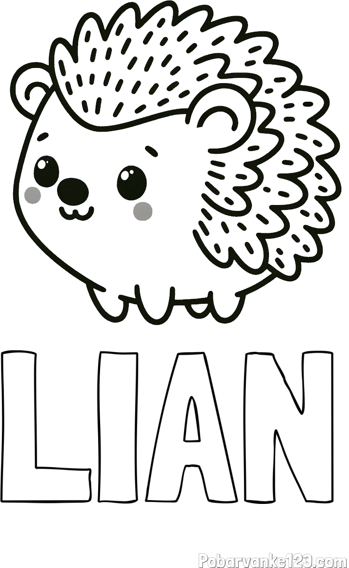 Pobarvanka imena LIAN in pobarvanka ljubkega ježka