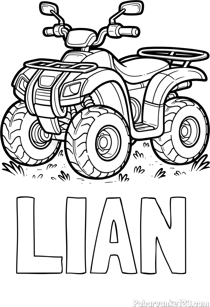 Pobarvanka imena LIAN in pobarvanka velikega štirikolesnika