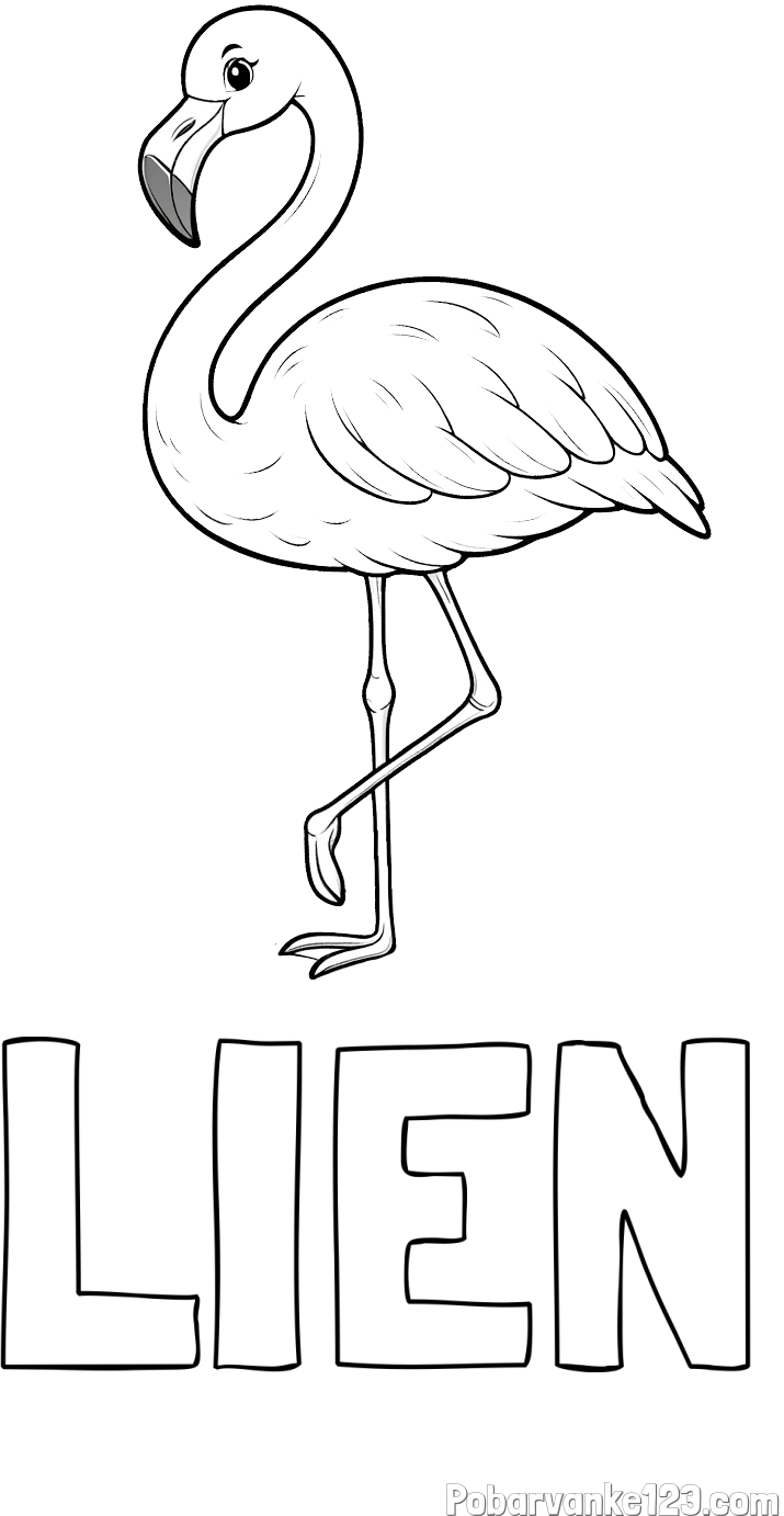 Pobarvanka imena LIEN in pobarvanka flaminga