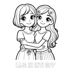Online izdelana pobarvanka - Pobarvanka imena LIJA IN INTI BFF in pobarvanka ljubkih prijateljic