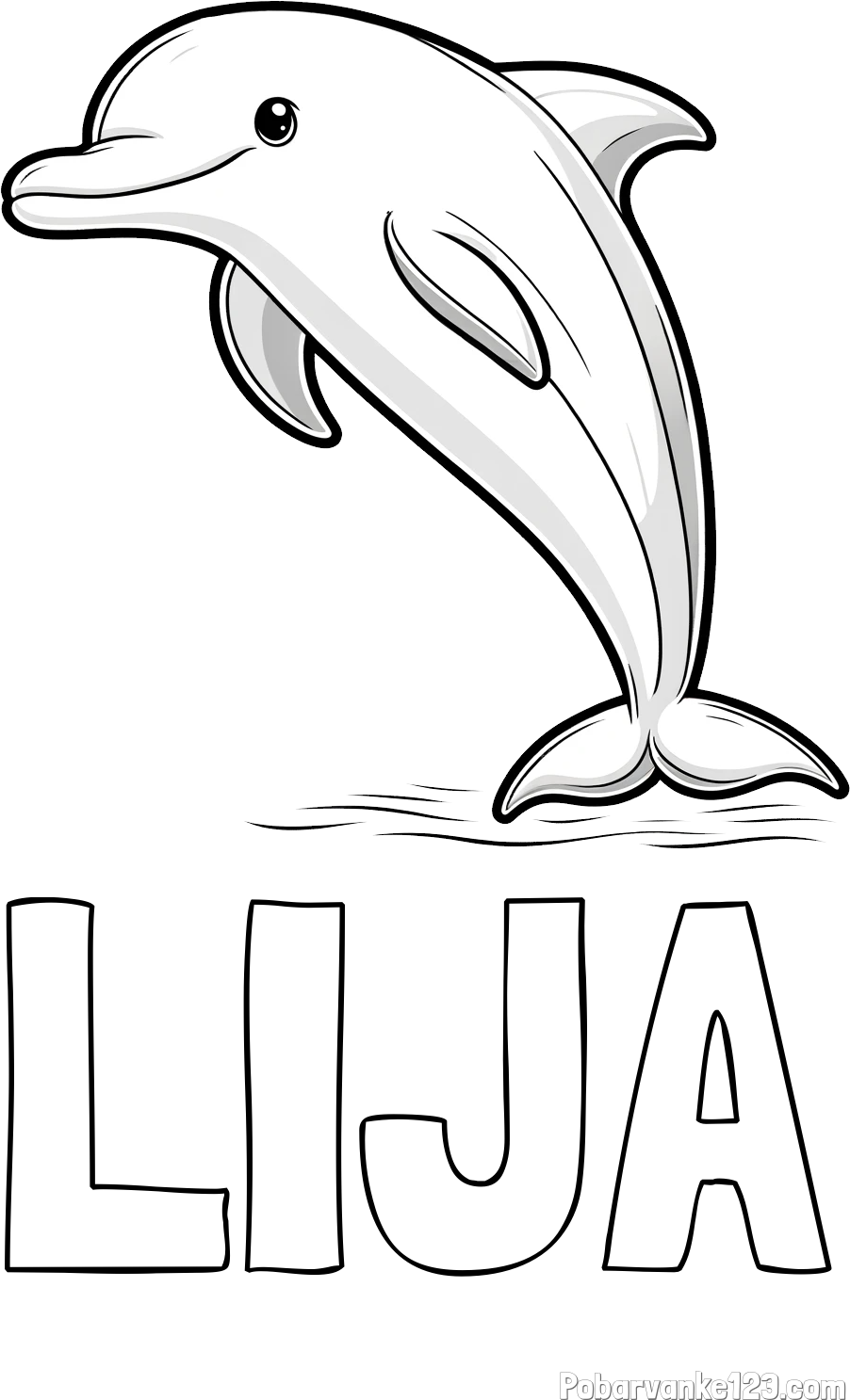 Pobarvanka imena LIJA in pobarvanka delfina