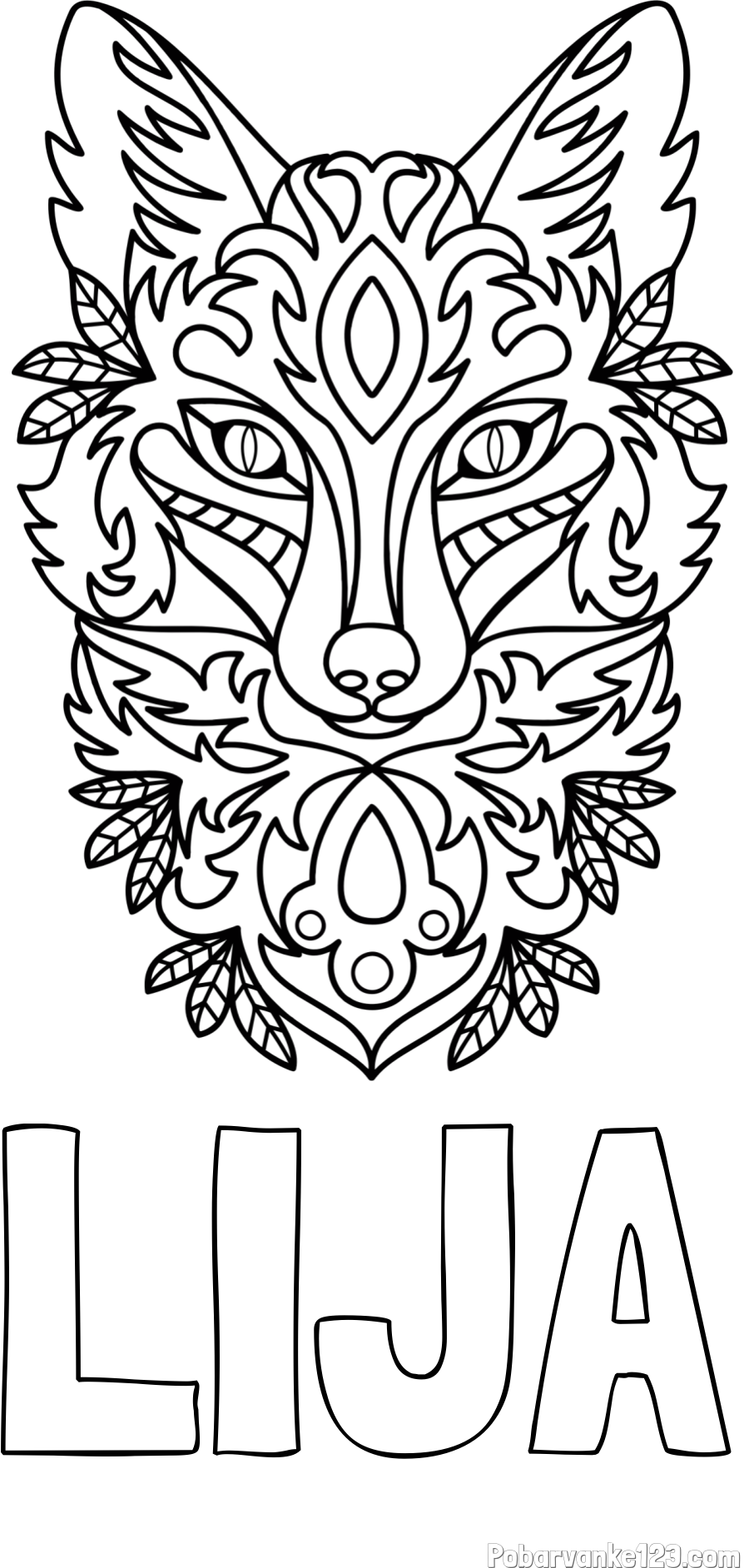 Pobarvanka imena LIJA in pobarvanka volka - mandale